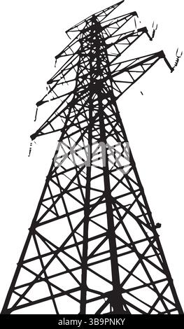 Diverse Sammlung von Übertragungsturmentwürfen Strommasten Stromnetz Infrastruktur Energie Stock Vektor