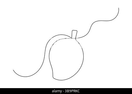 Mango eine Linie Zeichnung minimalistische kontinuierliche Linie Frucht Umriss Vektor Illustration Stock Vektor
