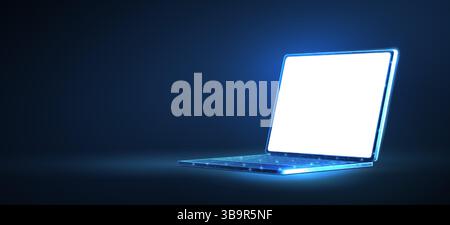 Laptop mit weißem Bildschirm. Desktop-Bildschirm, Notebook-pc, Schreibtisch, Web-Display Stock Vektor