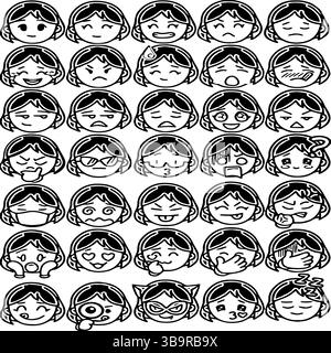 Mädchens emotionale Ausdrücke und Reaktionen Vektor-Illustration Stock Vektor