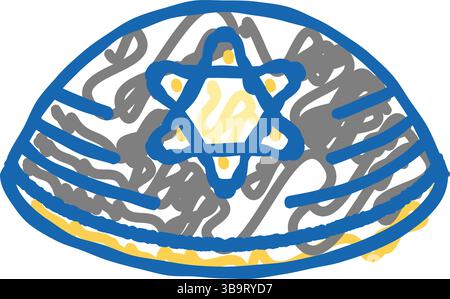 Kippah Yarmulke jüdische Ikone Kritzelillustration Stock Vektor