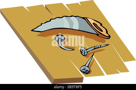 Isometrische Handsäge mit gelbem Griff Symbol Vektorillustration Stock Vektor