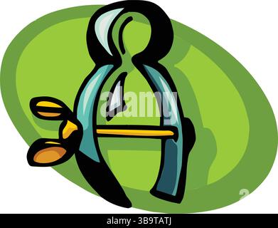 Eine abstrakte Vektor-Illustration zeigt eine Zange mit Holzgriffen und einem grünen Hintergrund im Cartoon-Stil Stock Vektor