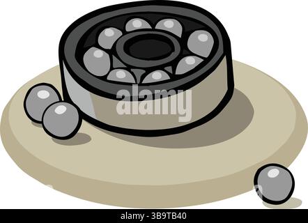 Eine abstrakte Vektor-Illustration zeigt industrielle Kugellager im Cartoon-Stil Stock Vektor