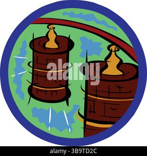 Eine abstrakte Vektor-Illustration zeigt eine Trommel im Cartoon-Stil Stock Vektor