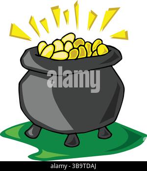 Eine abstrakte Vektor-Illustration zeigt einen Goldbergbau in der Industrie im Zeichentrickstil Stock Vektor