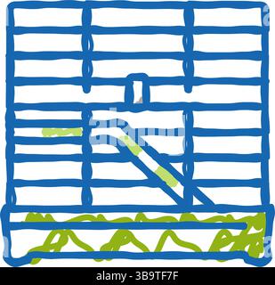 Hamsterkäfig Haustier-Symbol-Kritzelillustration Stock Vektor