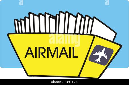 Eine abstrakte Vektor-Illustration zeigt einen Flughafen-Flugpostkasten im Cartoon-Stil Stock Vektor