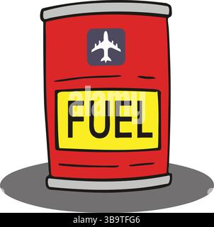 Eine abstrakte Vektor-Illustration zeigt einen Tanktreibstoff im Cartoon-Stil Stock Vektor