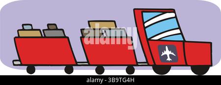 Flughafengepäck Abschleppwagen Isometrisches Symbol auf weißem Hintergrund 3D-Vektor-Illustration Stock Vektor
