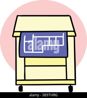 Eine abstrakte Vektor-Illustration zeigt einen Architekten-Blueprint-Plotter im Zeichentrickstil Stock Vektor