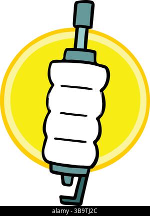 Eine abstrakte Vektor-Illustration zeigt eine mechanische Zündkerze im Cartoon-Stil Stock Vektor