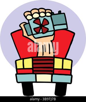 Eine abstrakte Vektor-Illustration zeigt einen mechanischen Reparaturmotor eines Autos im Cartoon-Stil Stock Vektor