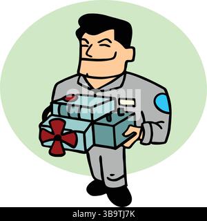 Eine abstrakte Vektor-Illustration zeigt einen mechanischen Reparaturmotor eines Autos im Cartoon-Stil Stock Vektor