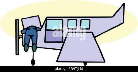Eine abstrakte Vektor-Illustration zeigt einen mechanischen Reparaturflugzeugmotor im Cartoon-Stil Stock Vektor