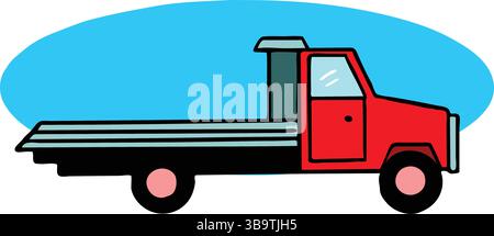Eine abstrakte Vektor-Illustration zeigt einen Abschleppwagen im Cartoon-Stil Stock Vektor