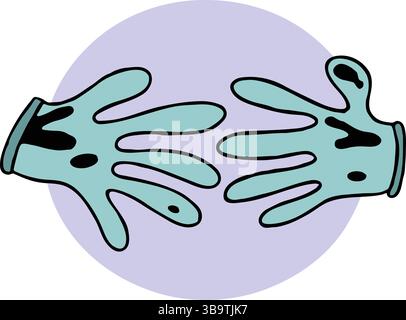 Eine abstrakte Vektor-Illustration zeigt einen Mechaniker-Handschuh, der im Cartoon-Stil schmutzig ist Stock Vektor