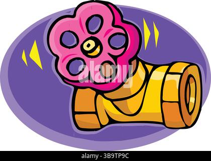 Isometrisches Ventil auf gelbem Wasserrohrsymbol Vektorillustration Stock Vektor