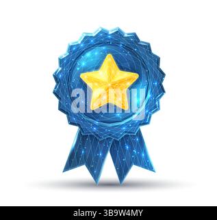 Qualitätssymbol auf blauem Hintergrund. Star Award, Zufriedenheitssymbol, Kundenfeedback Stock Vektor