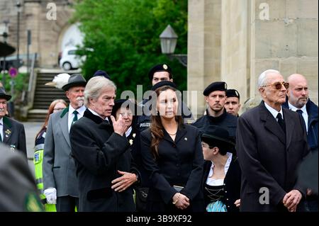 Leopold Prinz von Bayern, Prinzessin Sophie-Alexandra von Bayern und Herzog Franz von Bayern bei der Trauerfeier für Andreas Prinz von Sachsen-Coburg Stockfoto