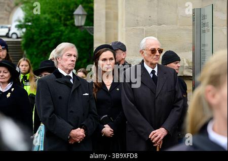 Leopold Prinz von Bayern, Prinzessin Sophie-Alexandra von Bayern und Herzog Franz von Bayern bei der Trauerfeier für Andreas Prinz von Sachsen-Coburg Stockfoto