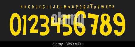 Verspielte Zeichentrickbuchstaben, auffälliges Alphabet für Kinderspiele, lustiges Branding, Bildungsposter, Comic-Titel, Partyeinladungen. Perfekt für die Schule Stock Vektor