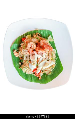 Glasnudeln mit Krabbenkala und Kletterflecht Stockfoto