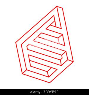 Unmögliche Formen. Logo. Figur mit heiliger Geometrie. Optische Täuschung. Abstraktes ewiges geometrisches Objekt. Unmöglich endlose Kontur. Optische Kunst Stock Vektor