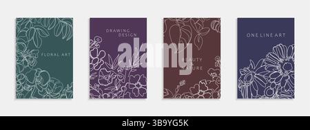 Sammlung von Kunstzeichnungen Vintage Blumenabdeckungen, Vorlagen, Plakate, Broschüren, Banner, Flyer usw. Farbenfrohe handgezeichnete Hintergründe Stock Vektor