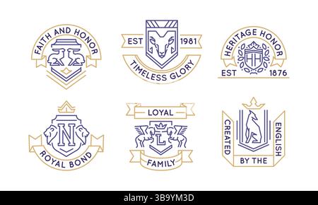 Set mit heraldischen Emblemen und Vintage-Wappen Stock Vektor