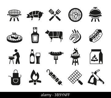 Grillset Icons Stock Vektor