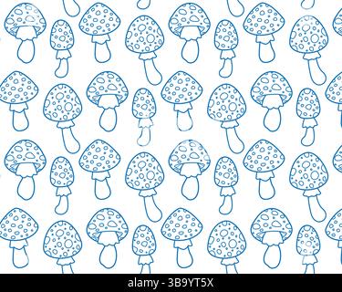 Ein Fliegenpilz-Muster. Handgezeichnete Vektorgrafik. Stock Vektor