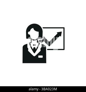 Symbol für die Präsentation der Geschäftsfrau Stock Vektor