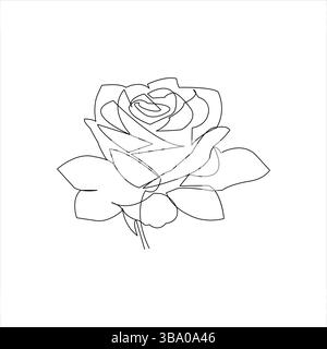 Rose Blume durchgehende einzelne Linie Kunstzeichnung des Konzepts Kritzelstil Umrissvektor-Symbol Stock Vektor