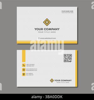 Druckvorlage Für Firmenkunden-Visitenkarten. Visitenkarte Des Unternehmens Mit Logo. Horizontale Visitenkartenvorlagen. Farbschema Gelb. Visitenkarte. Stock Vektor