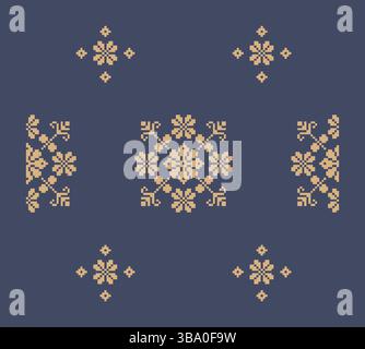 Ukrainisches Randmuster-Element. Schablone für Blockdruck oder Tätowierung. Einrichtung mit geometrischem Blumenmuster. Stock Vektor