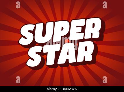 Superstar. Comic-Schriftart in Fettschrift mit Schatten auf leuchtendem rotem Hintergrund Stock Vektor