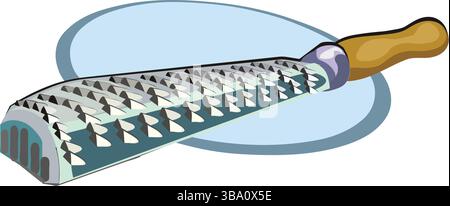 Eine abstrakte Vektor-Illustration zeigt ein Holz-Rasp-Werkzeug für Tischlerei-Arbeiten im Cartoon-Stil Stock Vektor