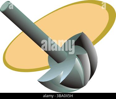 Eine abstrakte Vektor-Illustration zeigt ein Schaftfräser-Schneidewerkzeug für Tischlerarbeiten im Cartoon-Stil Stock Vektor
