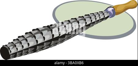Eine abstrakte Vektor-Illustration zeigt ein Holz-Rasp-Werkzeug für Tischlerei-Arbeiten im Cartoon-Stil Stock Vektor