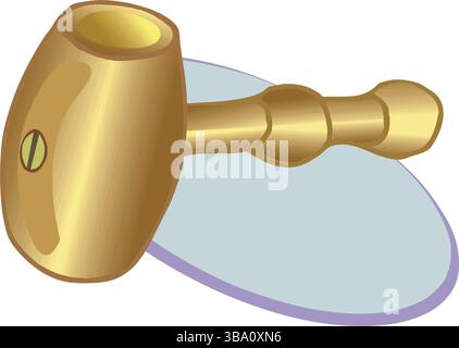 Eine abstrakte Vektor-Illustration zeigt einen Holzhammer mit einem braunen Holzgriff Werkzeug für Tischlerarbeiten im Cartoon-Stil Stock Vektor