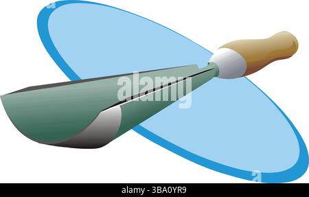 Eine abstrakte Vektor-Illustration zeigt einen Holzmeißel-Werkzeug für Tischlerei-Arbeiten im Cartoon-Stil Stock Vektor