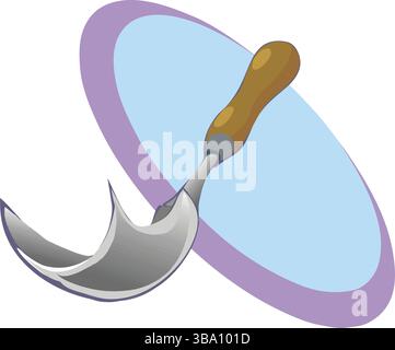 Eine abstrakte Vektor-Illustration zeigt ein hölzernes Aushöhlenwerkzeug für Tischlerarbeiten im Cartoon-Stil Stock Vektor