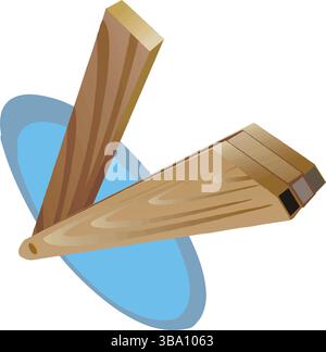 Eine abstrakte Vektor-Illustration zeigt ein hölzernes Schreinerwerkzeug für Tischlerei-Arbeiten im Cartoon-Stil Stock Vektor