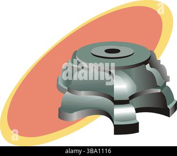 Eine abstrakte Vektor-Illustration zeigt einen Gesichtsfräser für Tischlerei im Cartoon-Stil Stock Vektor