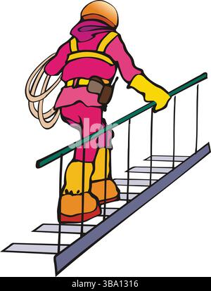 Eine abstrakte Vektor-Illustration zeigt eine Kletterleiter im Cartoon-Stil Stock Vektor