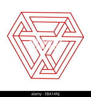 Unmögliche Formen. Logo. Heilige Geometrie. Optische Illusionsfigur. Abstrakte ewige geometrische Objekte. Optische Kunst. Unzulässige Geometrieform auf einem Stock Vektor