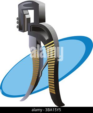 Eine abstrakte Vektor-Illustration zeigt eine Verriegelungszange Werkzeug für Tischlerarbeiten im Cartoon-Stil Stock Vektor