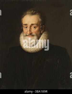 Frans Pourbus der Jüngere (Antwerpen 1569 – Paris 1622) Henri IV., Heinrich IV. (Französisch Henri IV.; 13. Dezember 1553–14. Mai 1610), auch bekannt unter den Beinamen „guter König Heinrich“ (Le Bon ROI Henri) oder „Heinrich der große“ (Henri le Grand), war von 1572 König von Navarra (als Heinrich III.) und von 1589 bis 1610 König von Frankreich. Er war der erste Monarch Frankreichs aus dem Haus Bourbon, Stockfoto