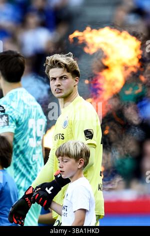 Genk, Belgien. Mai 2025. Der Torhüter Nordin Jackers des Vereins wurde am Sonntag, den 11. Mai 2025 in Genk zu Beginn eines Fußballspiels zwischen KRC Genk und Club Brugge am 8. (Von 10) Tag der Play-offs der Champions der ersten Liga der belgischen Meisterschaft 2024-2025 gezeigt. BELGA FOTO BRUNO FAHY Credit: Belga News Agency/Alamy Live News Stockfoto